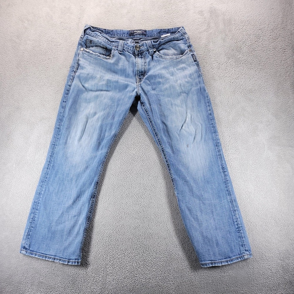Silver Jeans Mens 36x30 Blue Craig Relaxed Bootcut Light Wash Stretch Denim